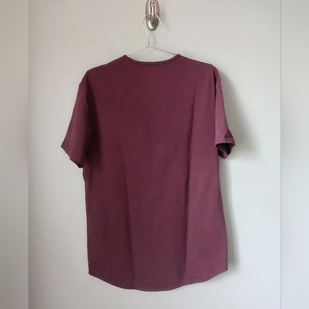 BYLT Premium Basics Drop Cut Lux Short Sleeve Shirt Maroon Mens Size Large - Picture 3 of 8